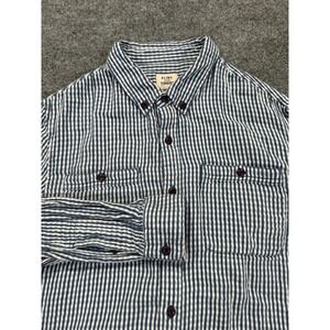 Flint And Tinder Shirt Mens Large Blue White Stripe Seersucker Casual Button Up
